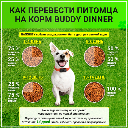 Корм для собак всех пород Buddy Dinner Green Line с рыбой, 15 кг