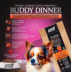 Корм для собак мелких пород Buddy Dinner Orange Line с лососем, 3кг + 1кг