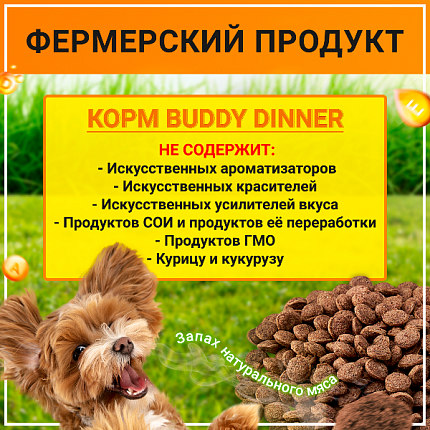 Корм для собак всех пород Buddy Dinner Orange Line с говядиной, 3 кг